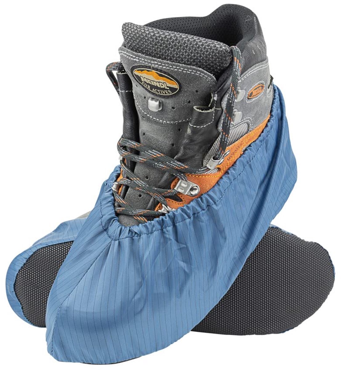 SnelShoppen - Overschoenen | Blauw met Streep | Wasbaar | Sterk | Antislip | Maat 42-47 (L) | Duurzaam | Herbruikbaar | Binnen en Buiten