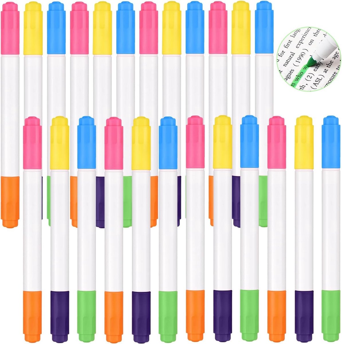 Set van 24 Dubbelzijdige Neon Stiften - Kleurrijke Dual Tip Art Markers voor Schrijven, Tekenen en Creatieve Projecten