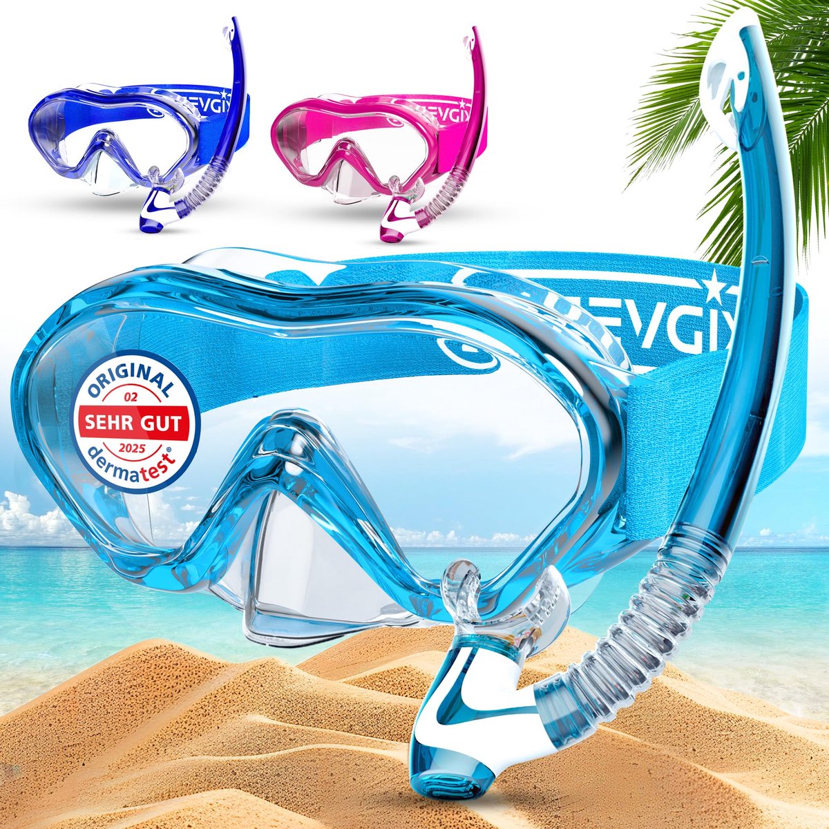 SnelShoppen - Snorkelset Duikbril voor Kinderen met Neusbrug - Gecertificeerd Snorkelmasker voor Meisjes en Jongens - Zwembril voor Zwemmen en Duiken