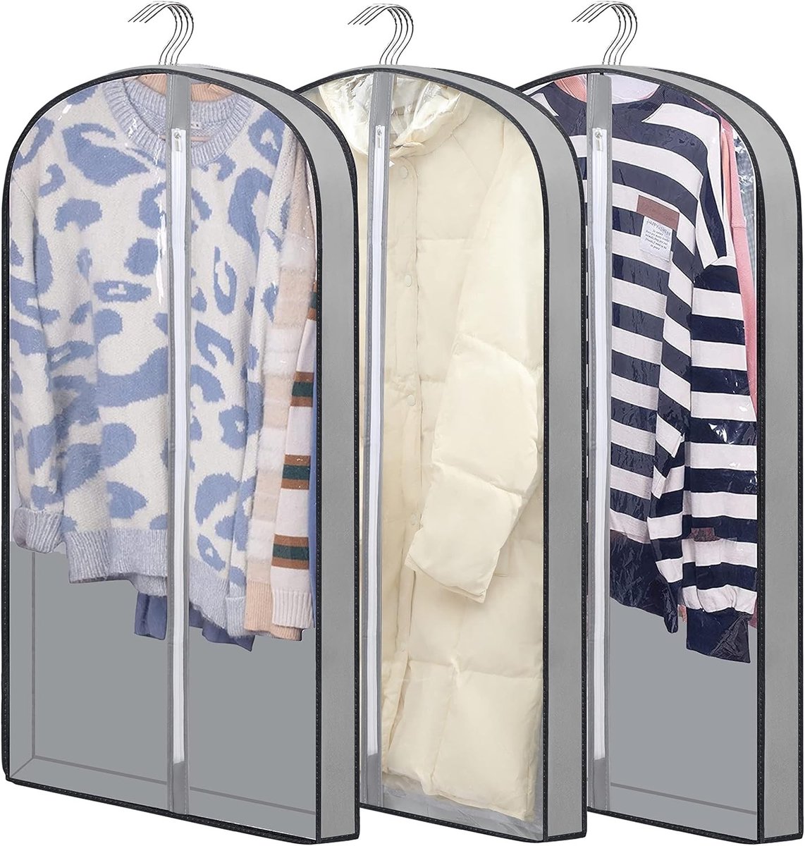 Hanging Garment Bags voor Kleding 100cm - Moth Proof en Vochtbestendige Opbergzakken voor Jurken, Jassen en Overhemden - Set van 3 Stuks