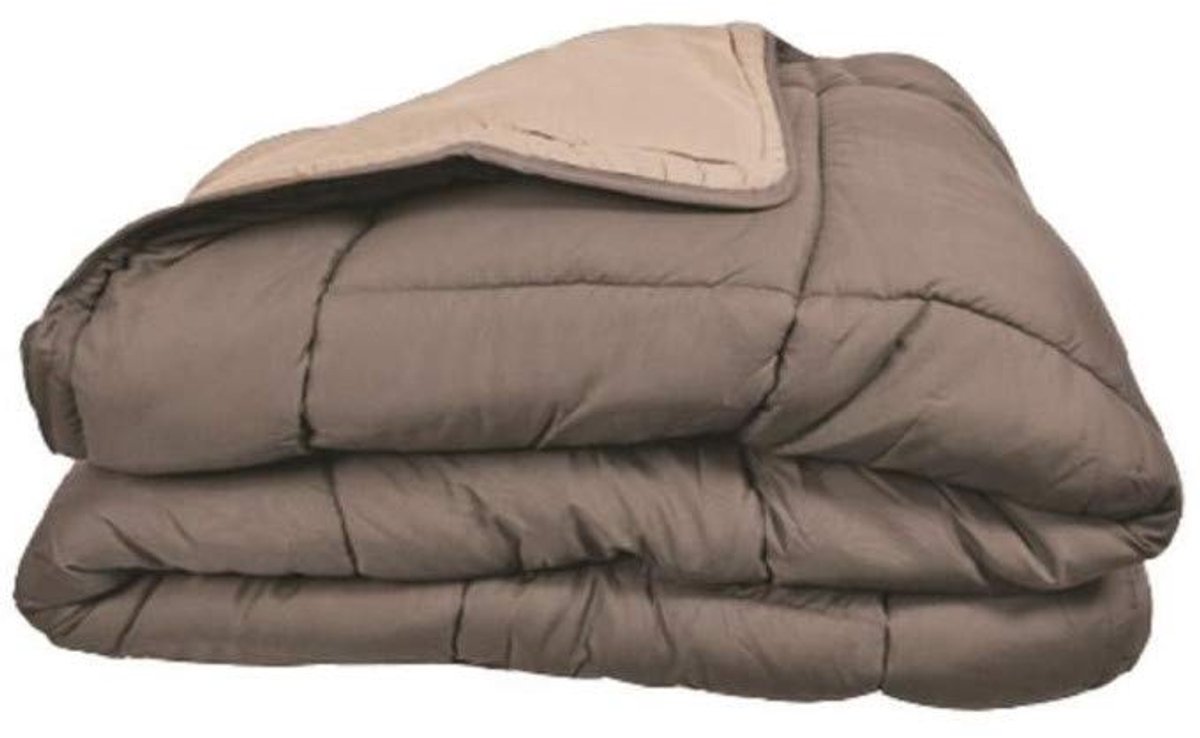 SnelShoppen - POYET MOTTE Dekbed 200x200 cm - Tweekleurig Polyester Taupe/Linnen - Luxe Dekbed voor Slaapkamer, Comfortabel en Stijlvol - Perfect voor