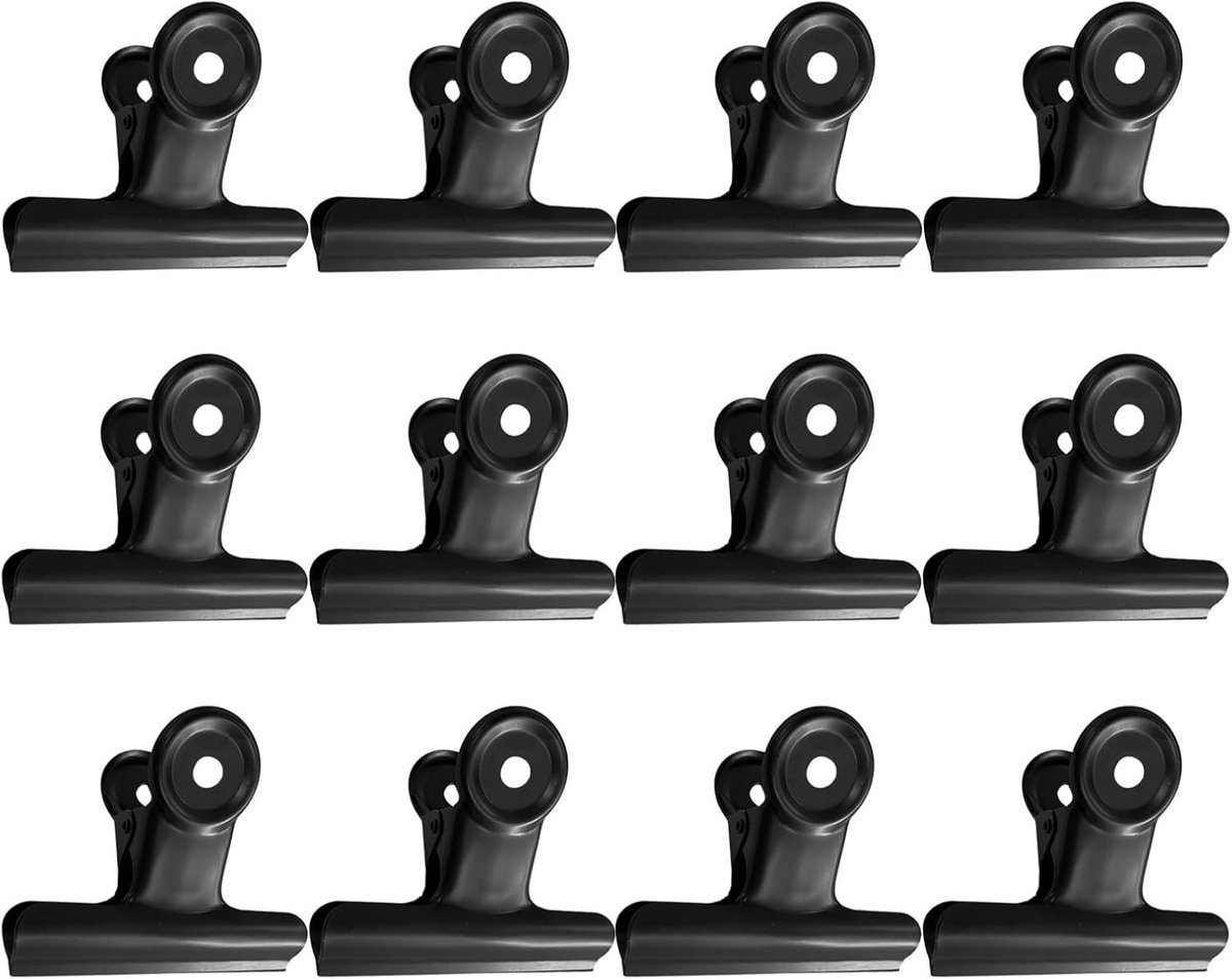 Grote Binder Paper Clips Set van 12 Stuks, Metalen Klemmen voor Knutselen, Voedselzakken en Foto's in Huis en Kantoor