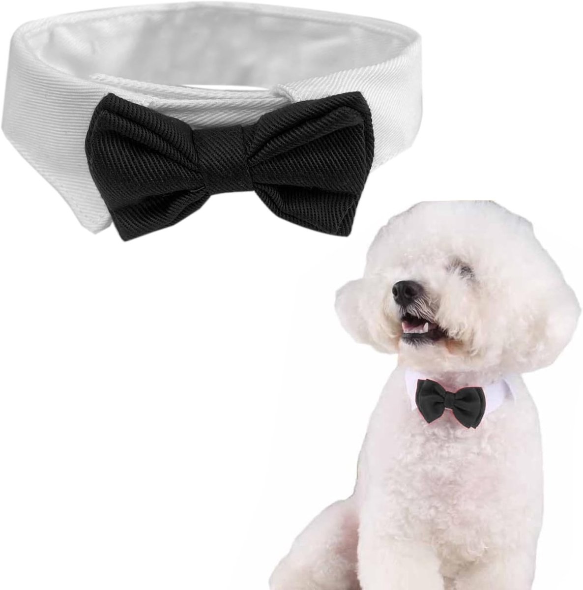 Verstelbare Formele Dierenstrik Kraag en Necktie voor Honden en Katten - Bruiloft en Verzorging Kostuums, Zwart, Groot