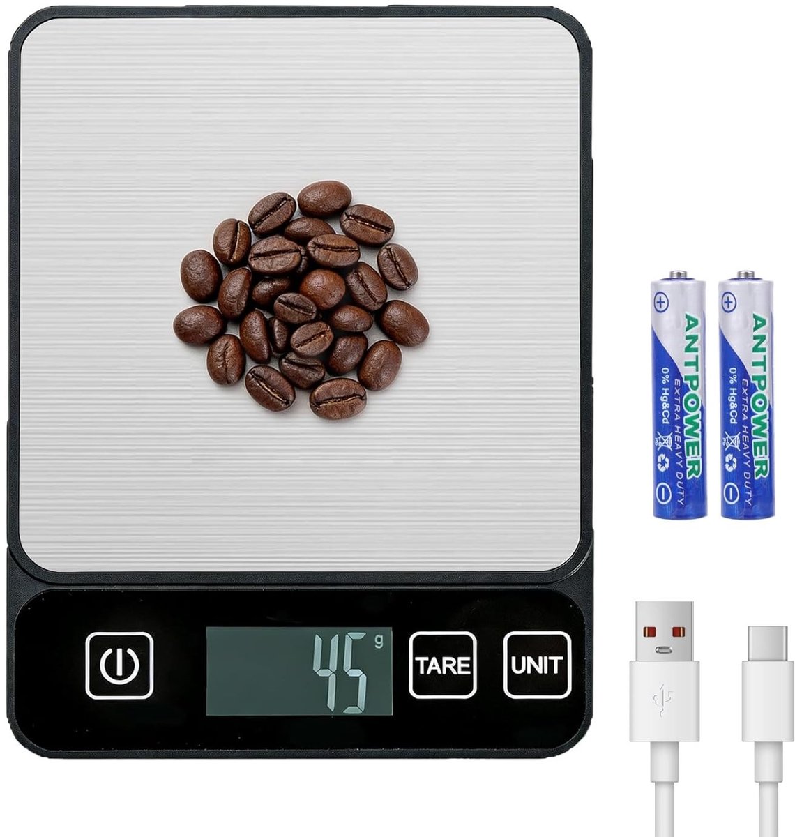 Digitale keukenweegschaal met hoge precisie tot 10 kg, LCD-display, tarrafunctie en roestvrijstalen plaat voor koken en bakken thuis