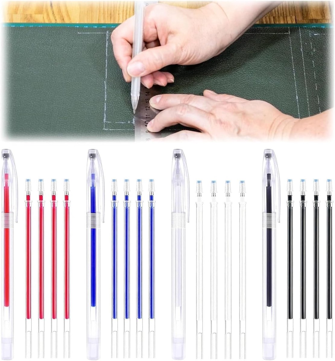 Complete Set van 4 Uitwisbare Naaimarkers in Diverse Kleuren - Hoogwaardige Naaigerei voor Precisiewerk en Creativiteit