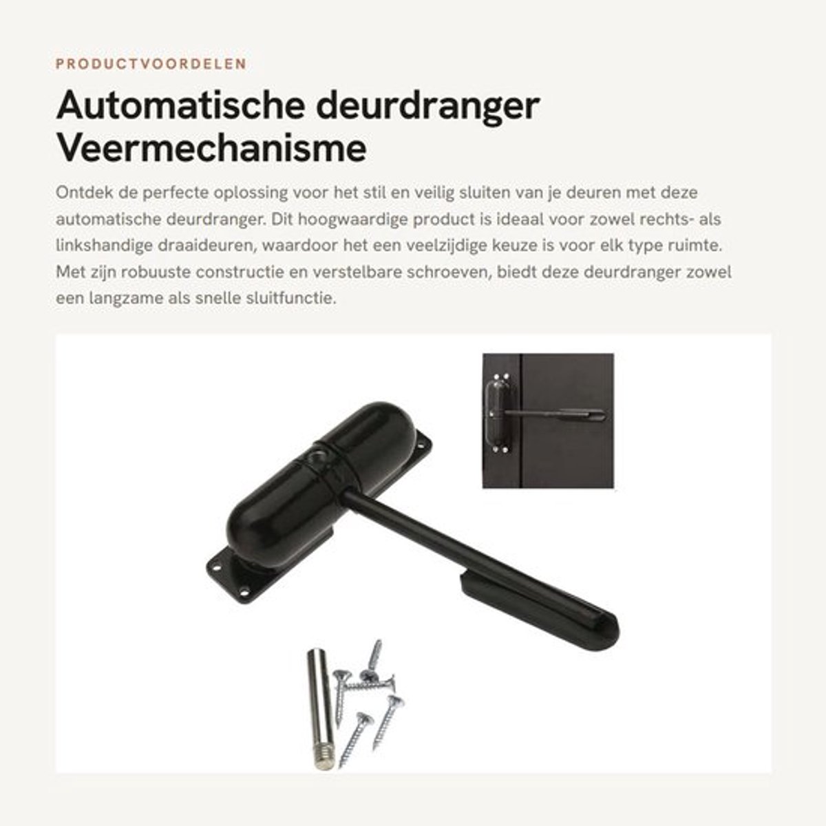 Deurdranger Automatisch - Verstelbaar - Hydraulische Deursluiter - Hoogwaardig Metaal - Voor Rechts-/Linkshandige Deuren - Eenvoudig Aan Te Brengen