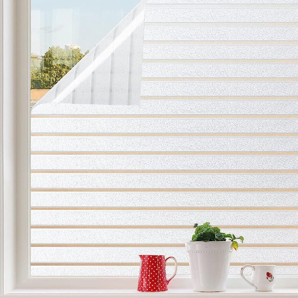 Raamfolie Strepen - Melkglasfolie Privacy - Meer Privacy Creëren - Zelfklevend Zonder Lijm - 120x300 cm - Gestreept