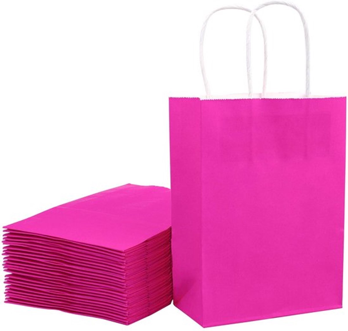 Set van 25 Roze Kraft Cadeauzakjes met Handgrepen