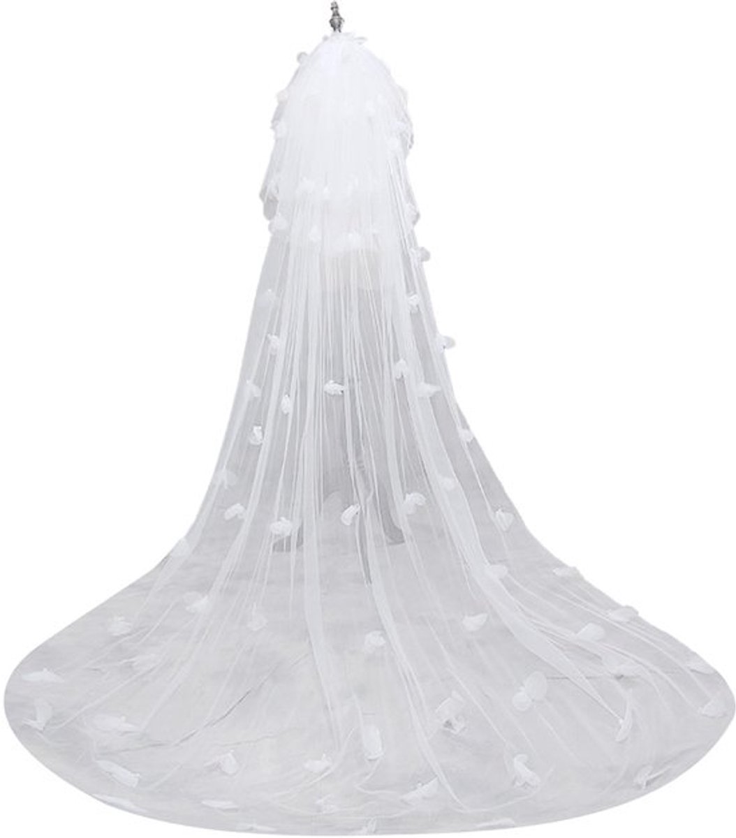 Bruidsluier 3 Meter - Tulle Bruidsluier - Bruiloft Accessoires - Polyester - Wit - Geschikt voor alle bruiden - Trouwsluier