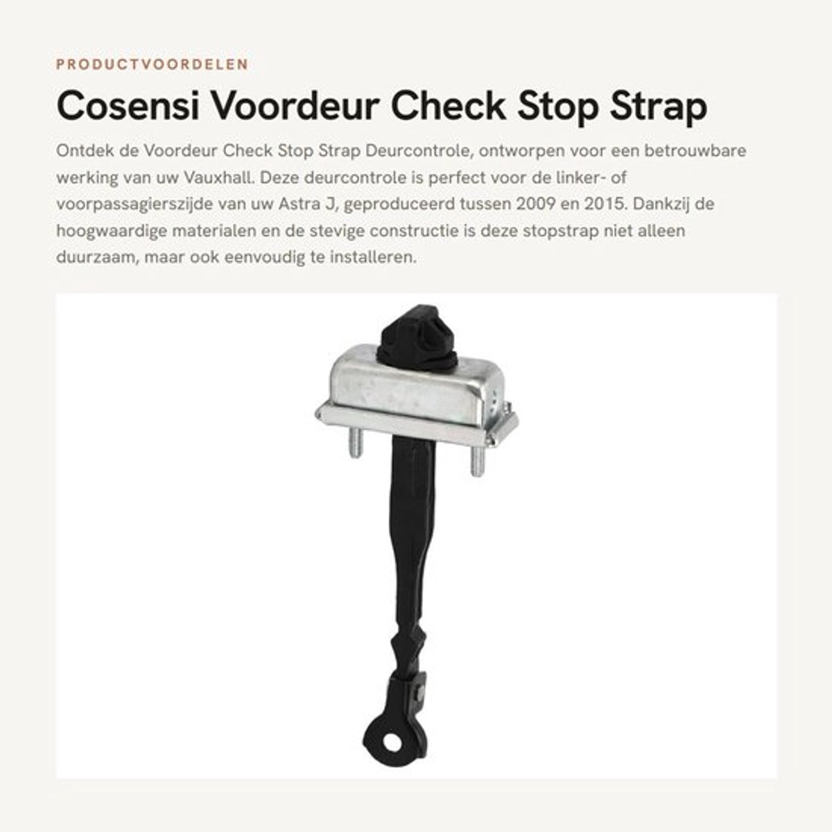 Deurcontrole Zwart/Zilver - Deurstopper - Compatibel met Vauxhall Astra J MK6 2009-2015 -