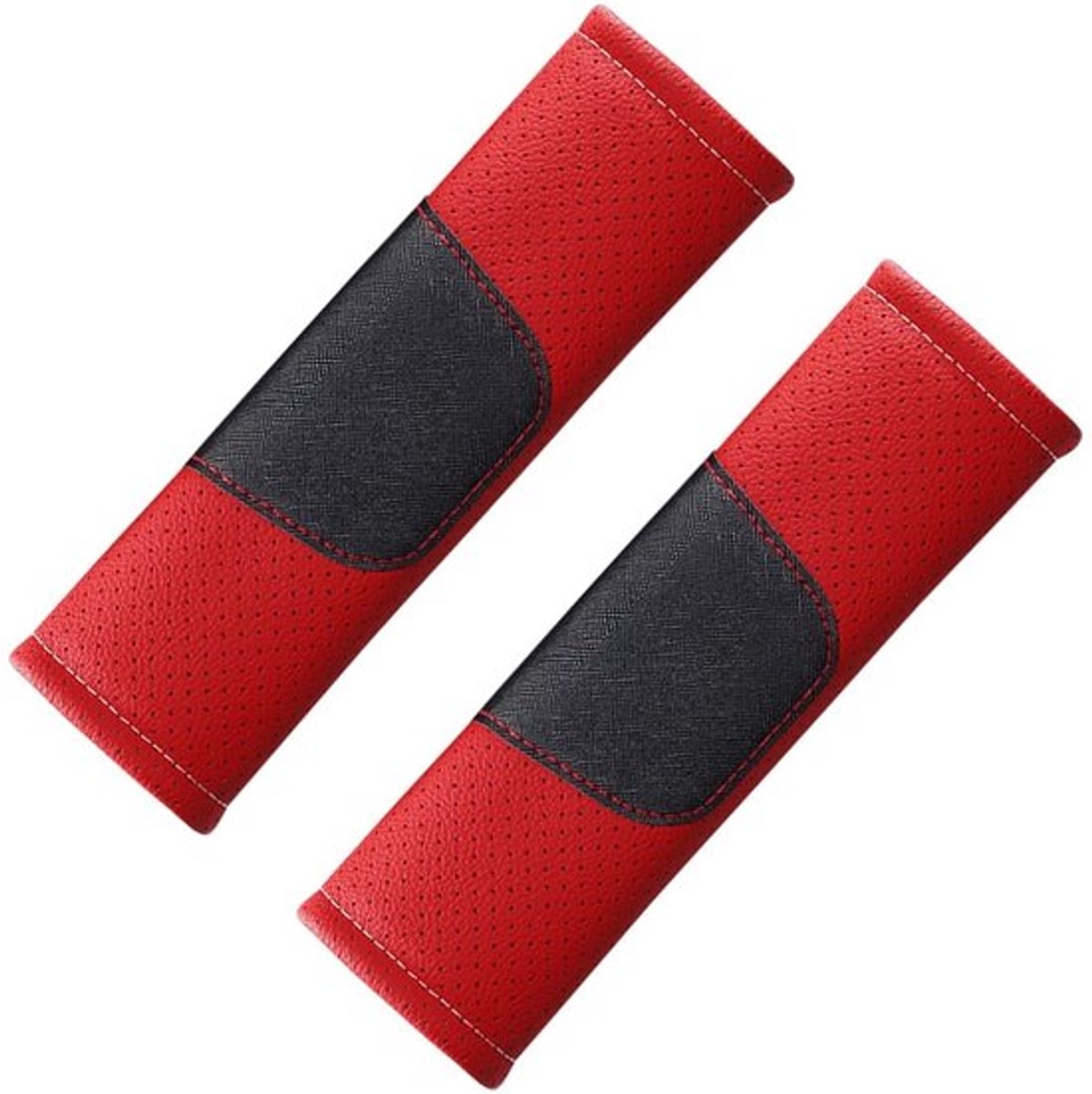 Gordelpads 2 Stuks - Afneembare Veiligheidsgordel - Schouderbeschermer - Leren Patchwork - Ademend Leer - Comfortabel en Slijtvast - Gordelbeschermers