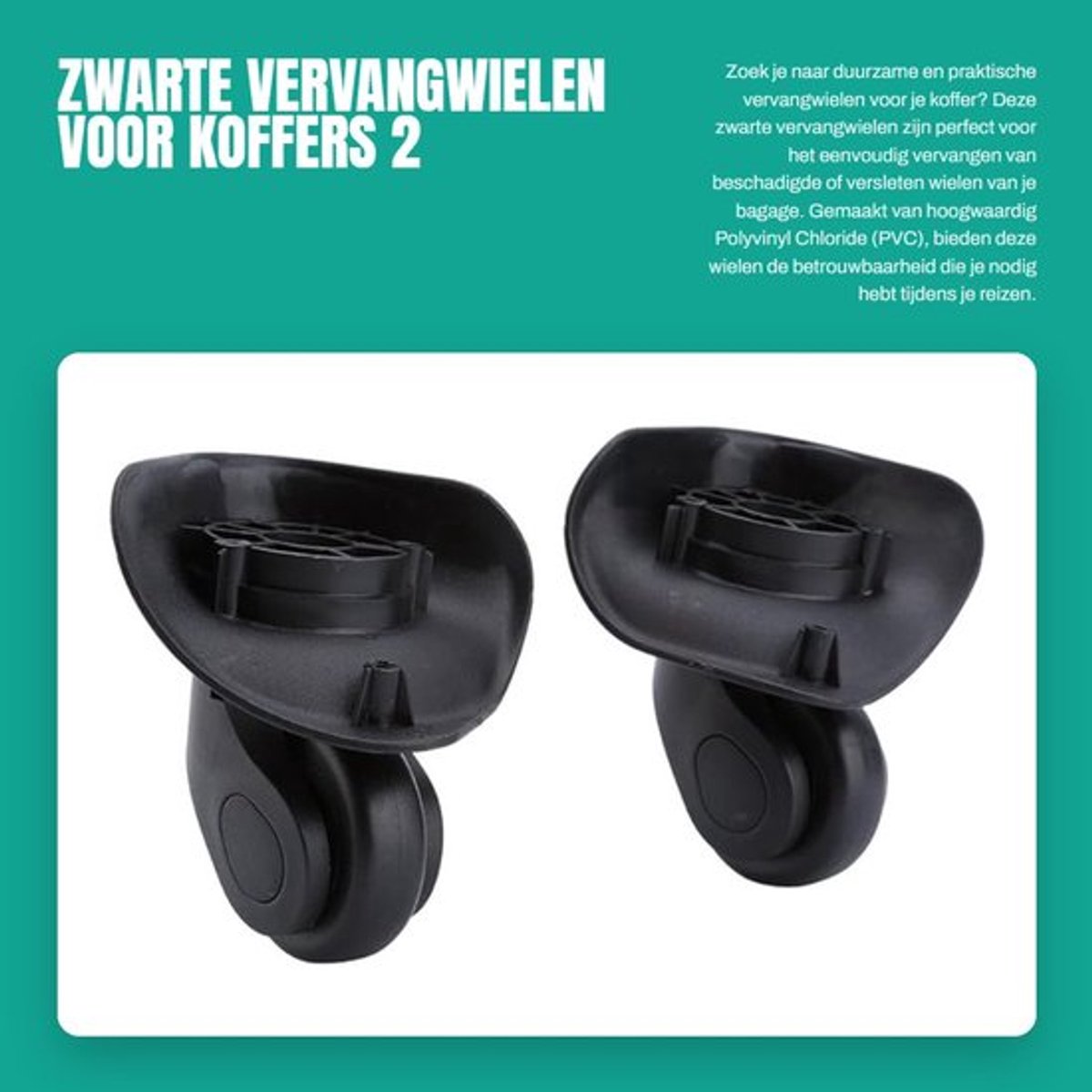 Vervangwielen Duurzaam - Kofferwielen Vervangset - Rotatable Design - Ideaal voor Reizen - 2 Stuks - 2 Inch Breed