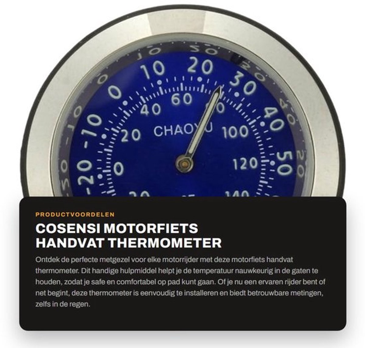 Thermometer Waterproof - Thermometer Motorrijders - Thermometer Dial - Thermometer Temperatuur - Thermometer 37.5 mm - Schokbestendig - Motorcycle Thermometer