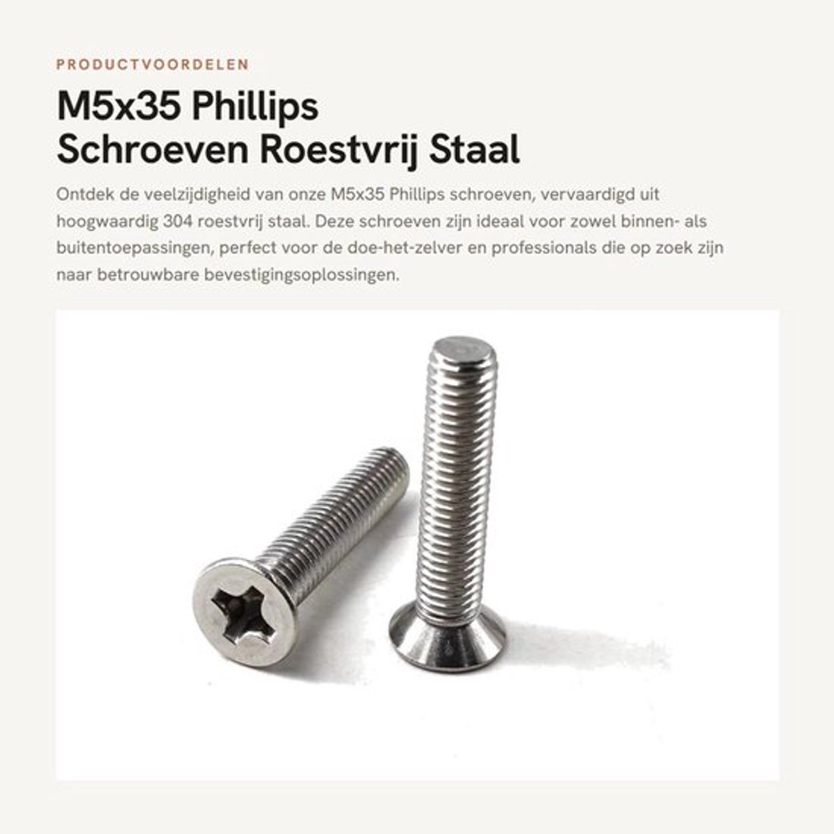 Schroeven M5x35 - Platte Kop - Machine Schroeven - Roestvrij Staal - Pakket van 50 - Duurzaam en Corrosiebestendig