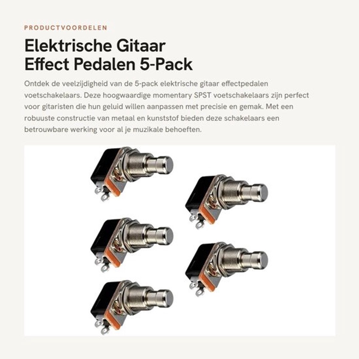 Elektrische Gitaar Effect Pedalen - 5-Pack Voetschakelaars - Momentary SPST - Effecten voor Gitaar - Professioneel geluid - Gitaar access...
