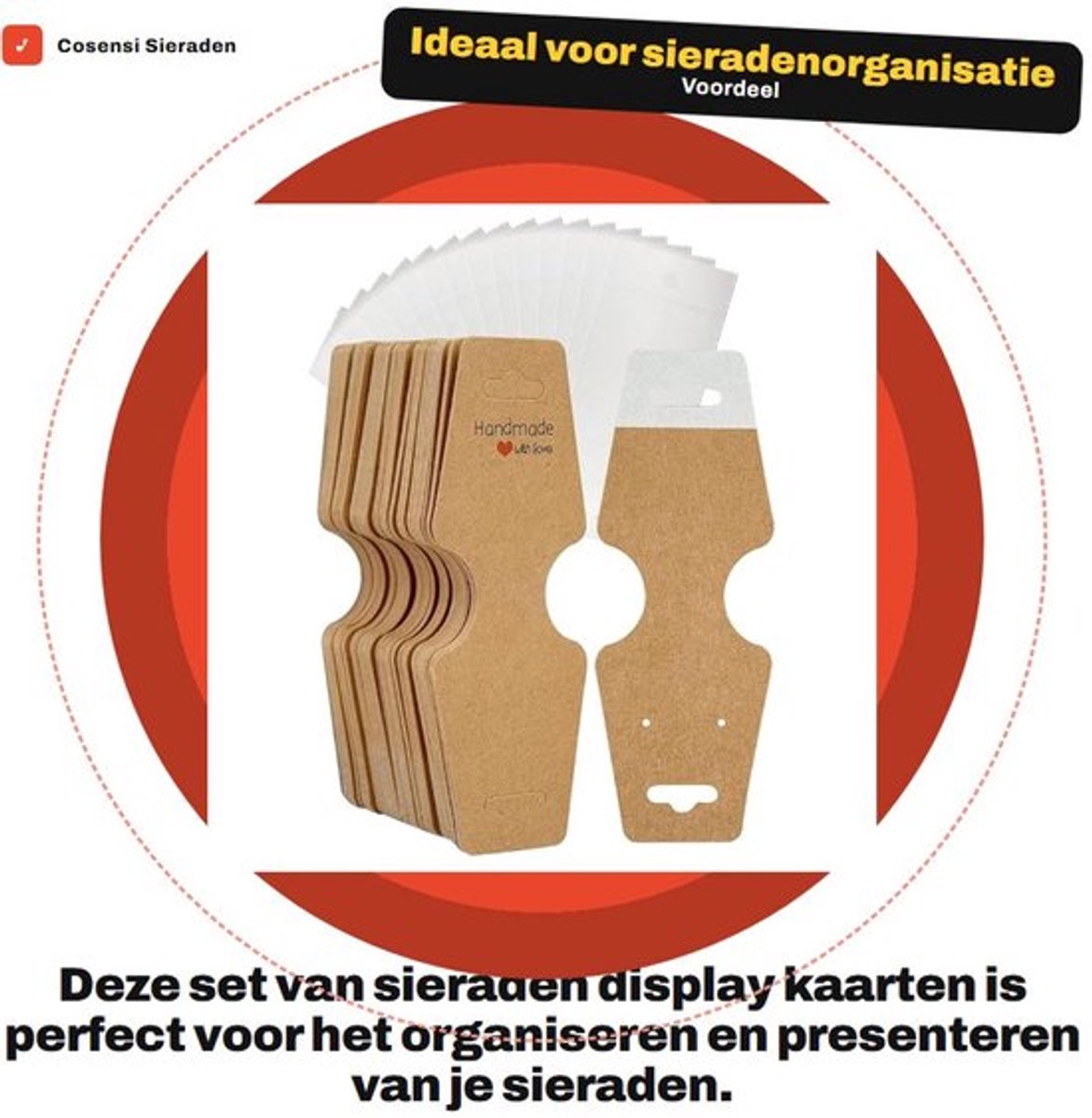 Display Kaarten 100 Stuks - Sieraden Display Kaarten - Ziplock Zakken - Zelfklevende Verpakking - Gepersonaliseerde Opknoping - Organiseren van Sieraden - Sieradenkaarten