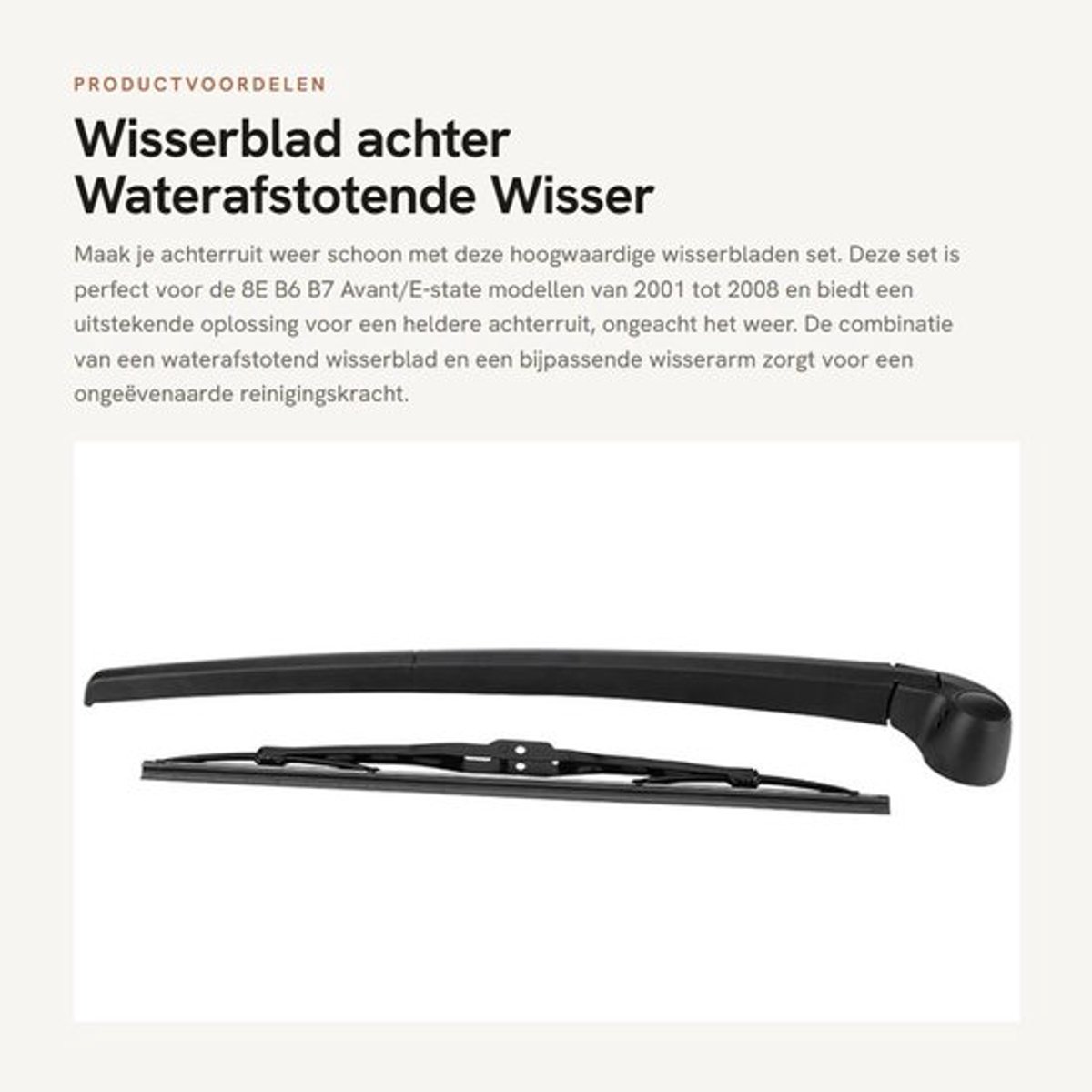 Wisserblad weerbestendig - Achterruit Wisserarm - Waterafstotende Wiser - Gummi/Polymerkunststof - Schokbestendig - Maximale contactveld - Achterruitwisser
