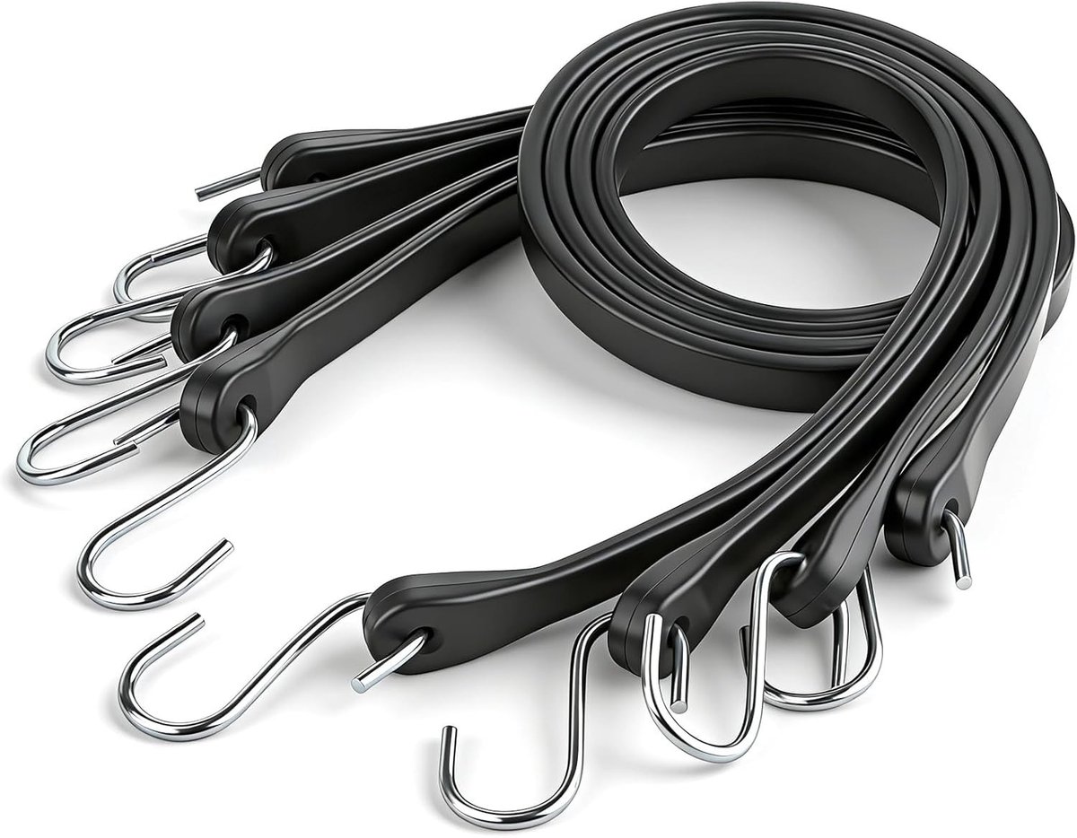 Set van 10 inch zwarte expansierubbers van EPDM met S-haken voor optimale spanning en bevestiging