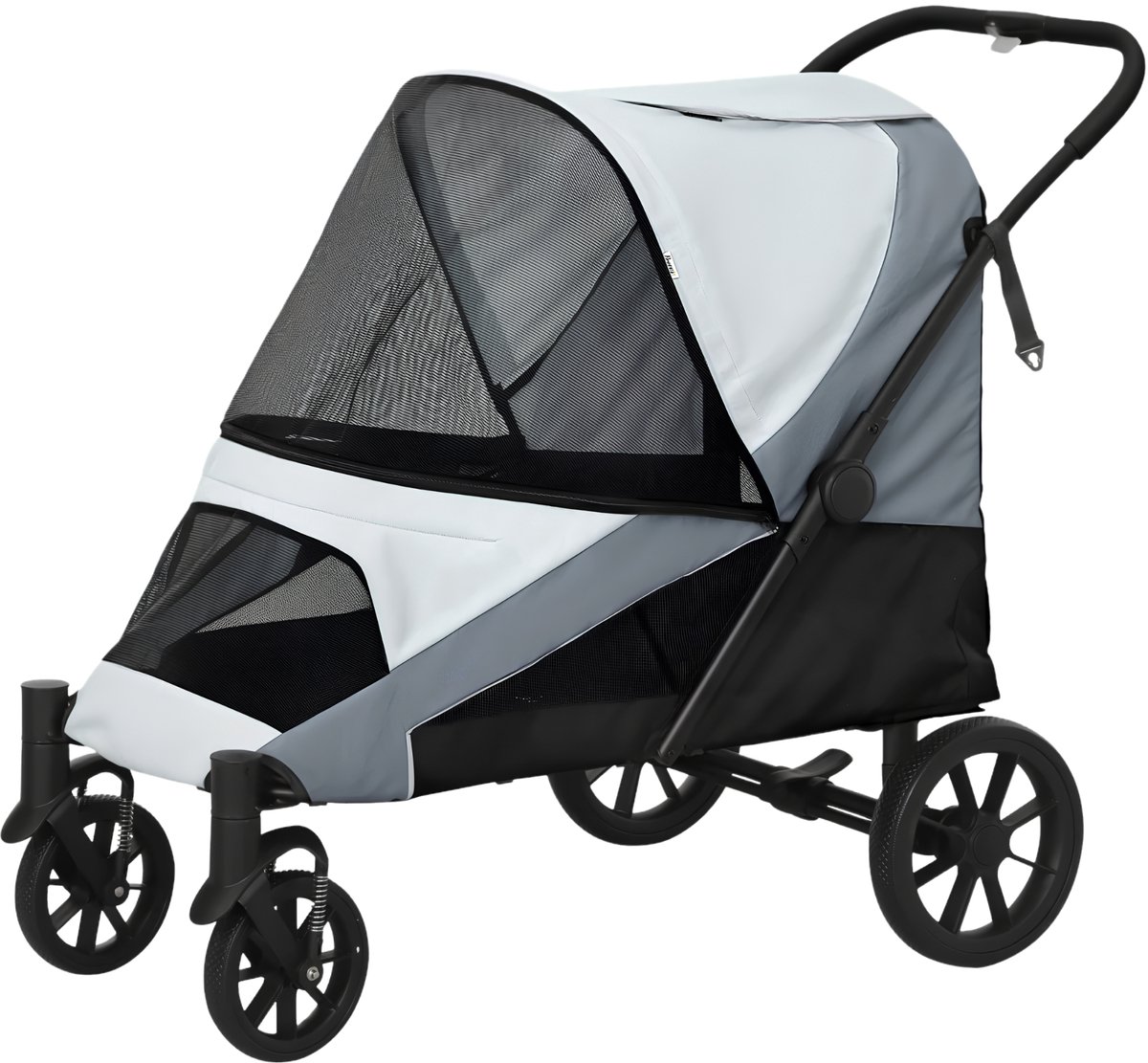 Hondenbuggy – Opvouwbare Wandelwagen voor Grote Honden & Katten tot 30 kg – Lichtgrijs
