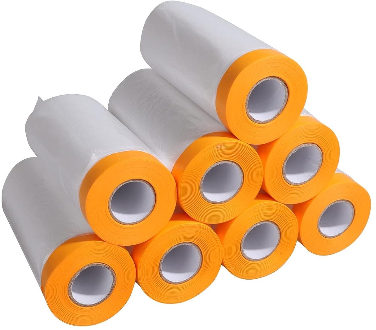 Transparante Dekfilm met Plakband - 8 Rollen, 110 cm x 20 m, UV-bestendig, Zelfklevende Schilderfilm voor Binnen en Buiten, Stofbescherming en Maskeren