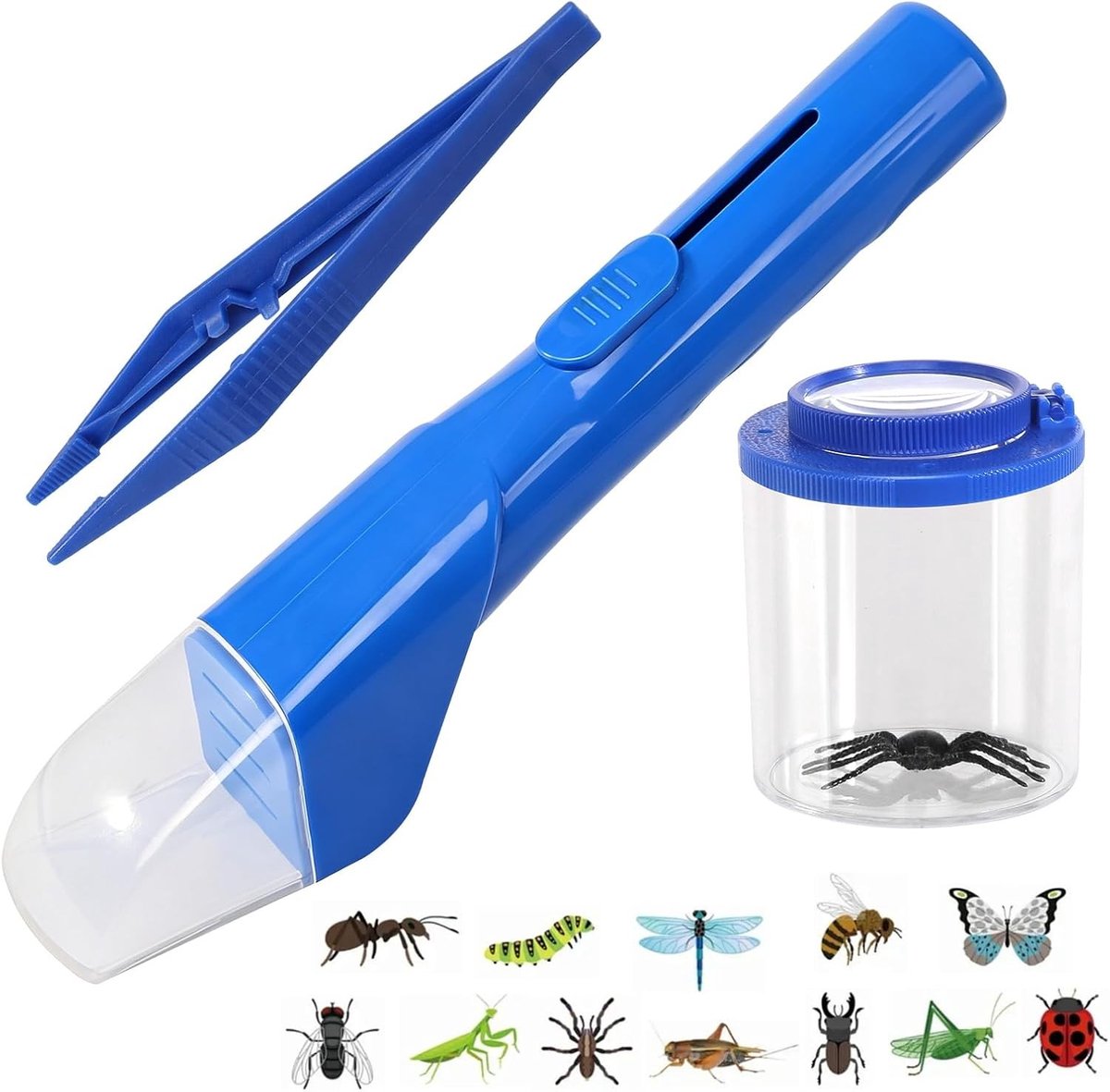 Draagbare insectenvanger met vergrootglas en pincet voor het vangen van vlinders, kevers en spinnen in de tuin