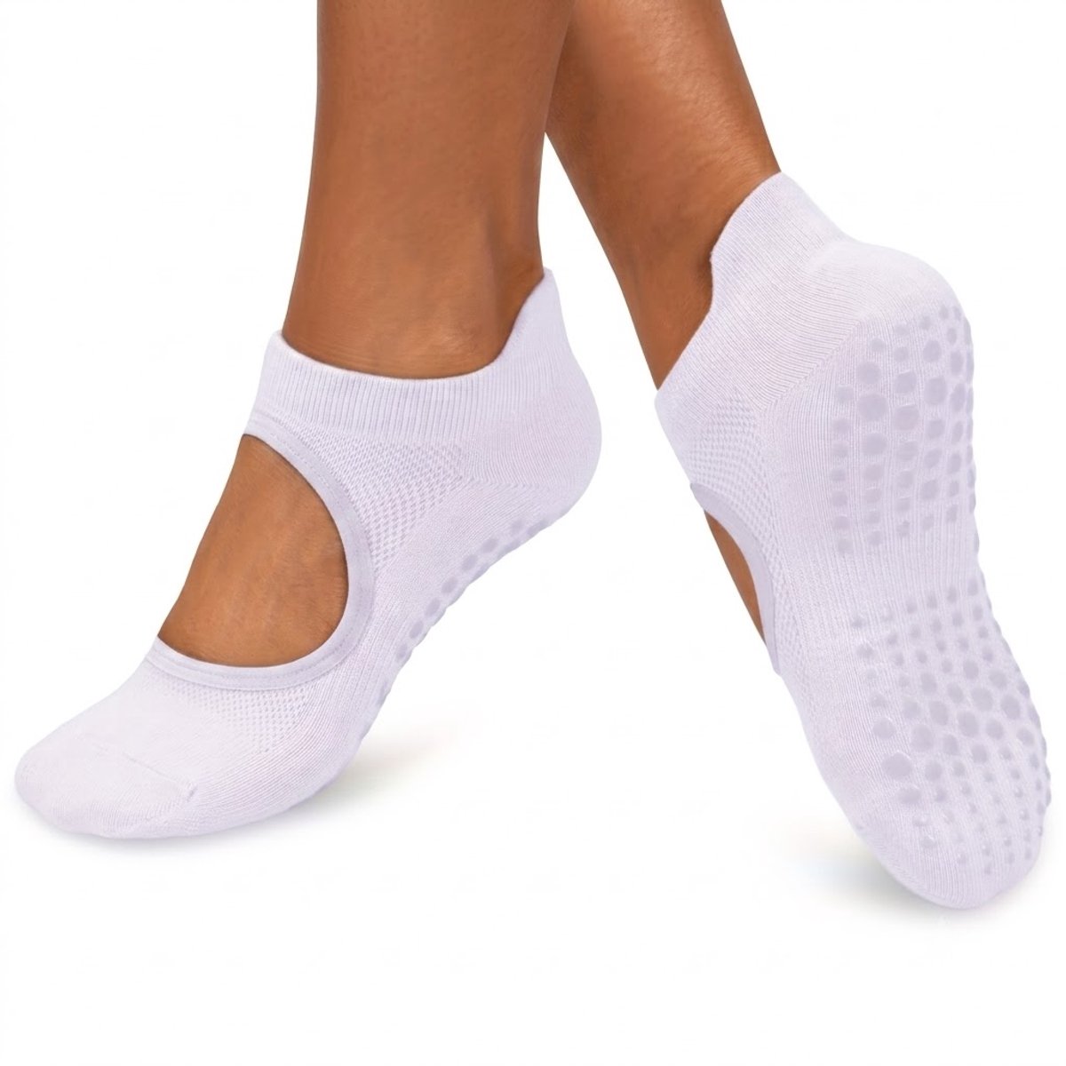 Paars antislip pilates sokken dames 2 paar ademende open wreef yoga sokken met siliconen antislip zool lage sport sokken voor pilates yoga barre dans fitness en vloeroefeningen maat 36-40