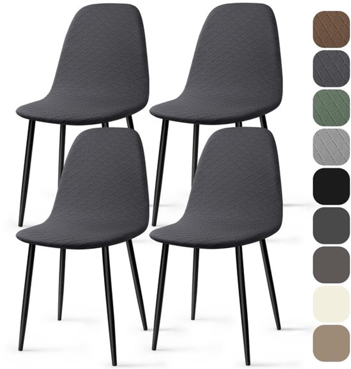 Stoelhoes 4 Stuks - Jacquard Eetstoelhoezen - Universele Elastische Hoes - Afneembare Wasb