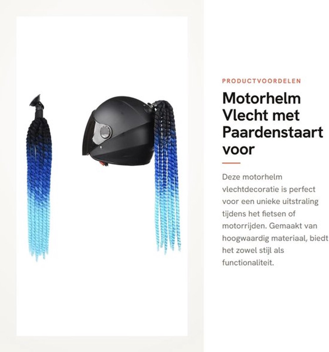 Motorhelm Vlecht Decoratie - Haaraccessoires - Paardenstaart - Universel - Geschikt voor Helm - Hoogwaardig Materiaal - Helmaccessoire