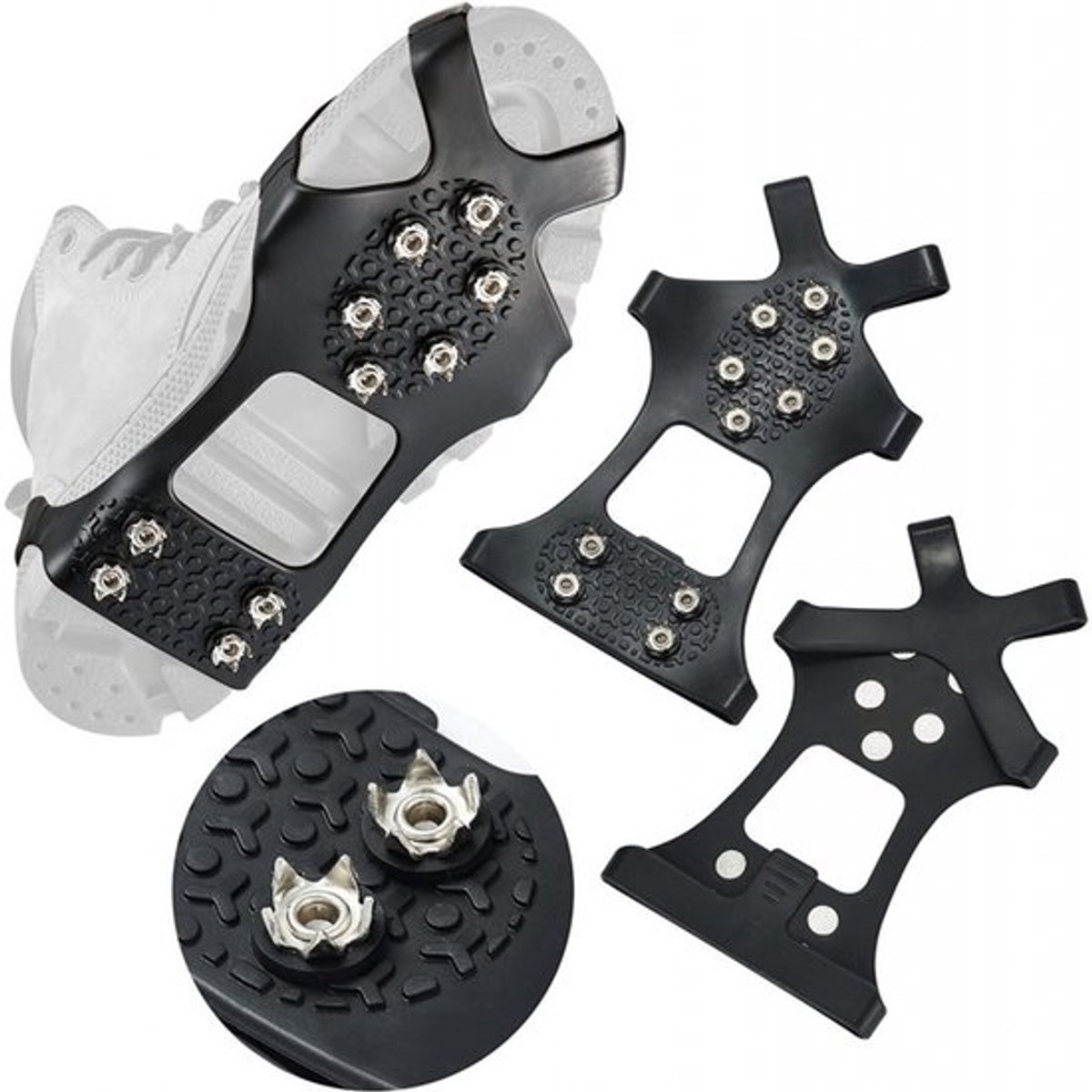 Roestvrijstalen ijsspikes zijn geschikt voor schoenen en laarzen - antislip, antislip, antislip, antislip, antislip grip - antislip handvatten en spitse neuzen, geschikt voor wandelen en winterwerkzaamheden op antislip ondergronden. Maat S