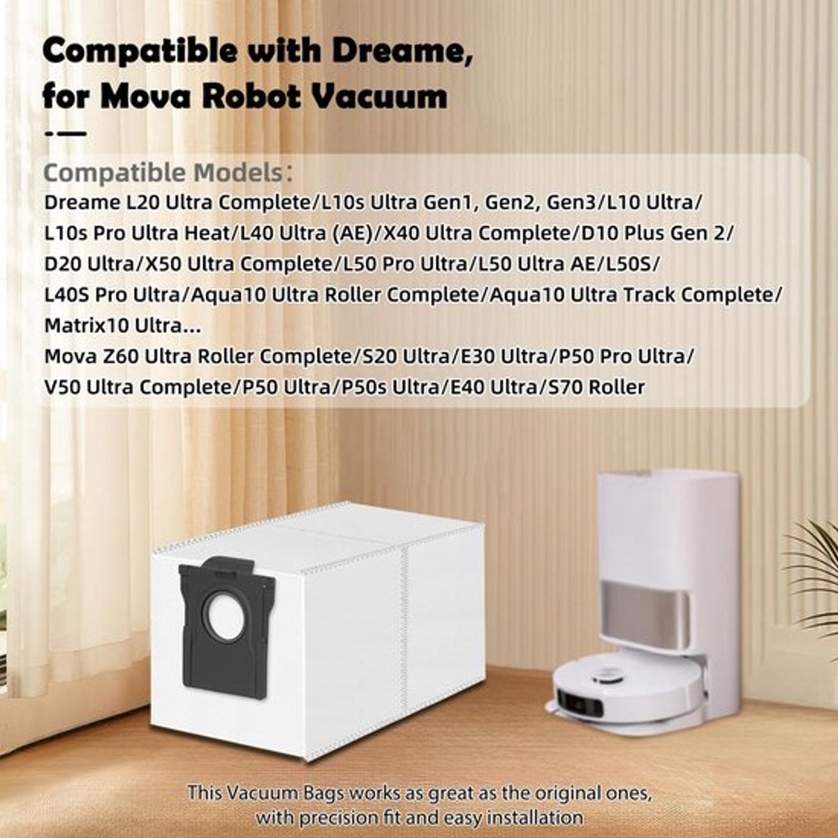 Stofzuigerzakken Premium Kwaliteit - 12 Stuks - Compatibel met Dreame L20/X40/X50 Ultra - Grote Capaciteit - Lange Levensduur - Perfecte Pasvorm - Stofzuigerzak