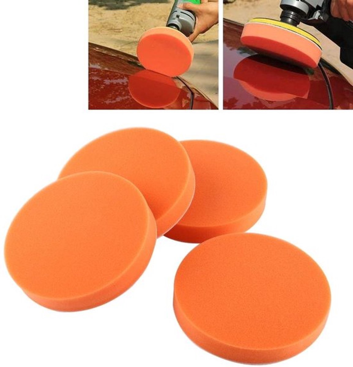 Polijstpads 3 Inch - Polijstset 12 Stuks - Voor Auto en Boot - Oranjekleurig - Polijstspons - Inclusief Handgreep - Geschikt voor Haakse...