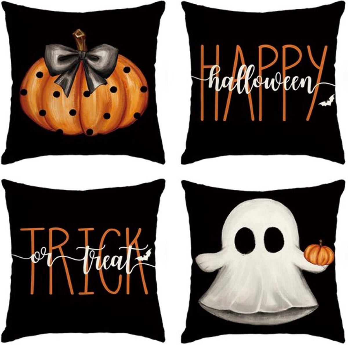 Kussenslopen - Halloween Decoratie - Set van 4 - 50 x 50 cm - Sierkussensloop - Perfect voor Woonkamer en Slaapkamer