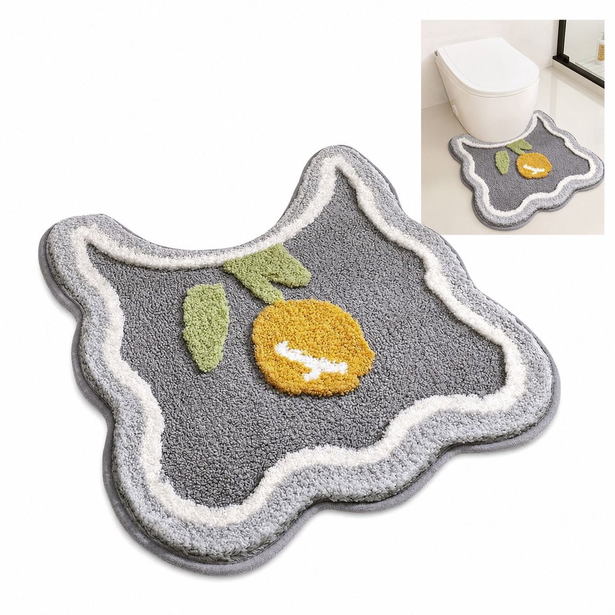 VHV - Toiletmat 50 x 55 cm - U-vormige Badmat van Zachte Microvezel - Absorberend en Antislip voor Badkamer