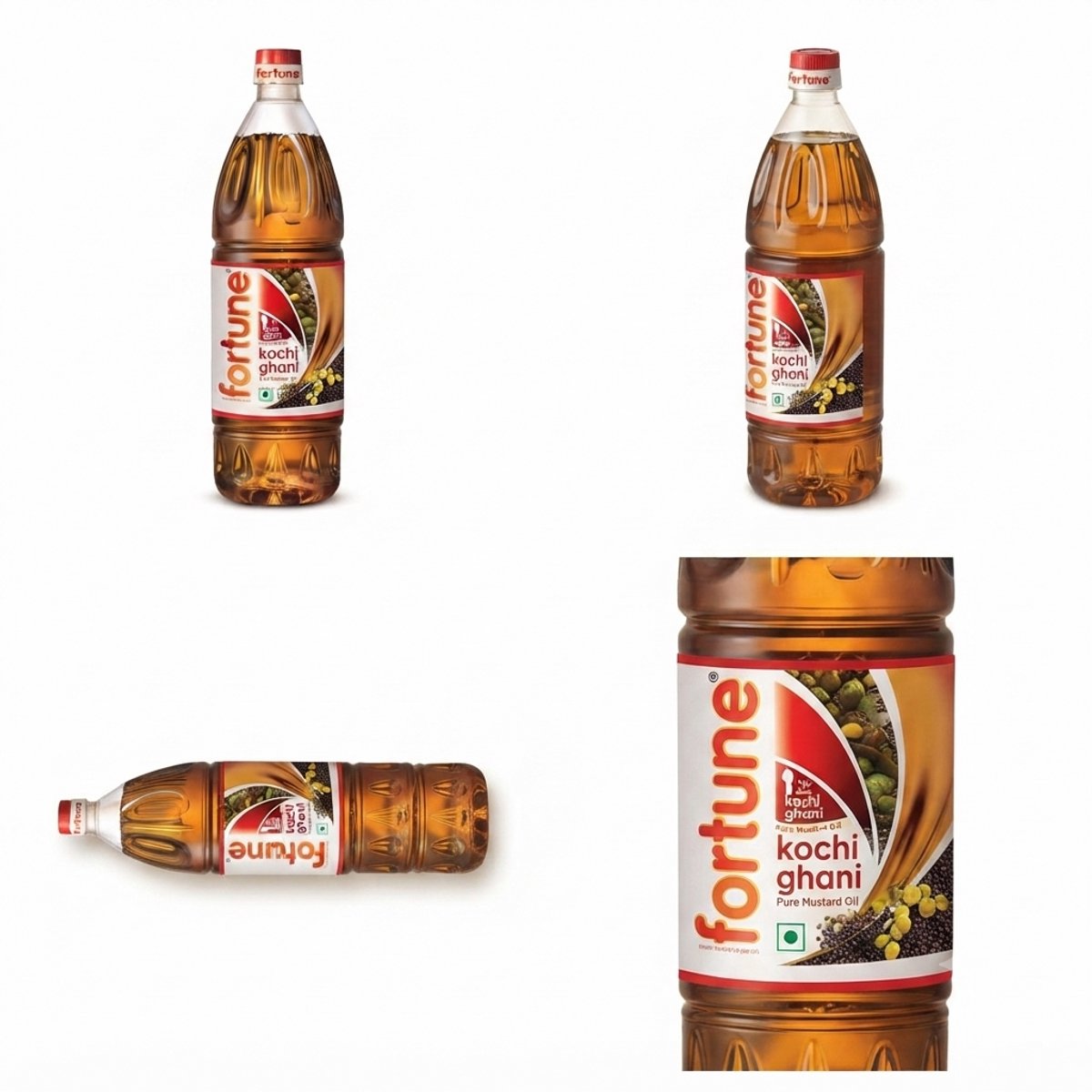 Fortune Premium Kachi Ghani Pure Mosterdolie | 1 Liter PET-fles | Koudgeperste Kookolie met Rijke Aroma & Scherpe Smaak Sarson Tel met Natuurlijke Omega-3 & 6, Vrij van Cholesterol Met Kajal Sticker