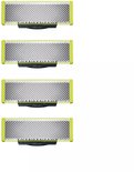 Quatre têtes de rasage avec grille argentée et bordure jaune.