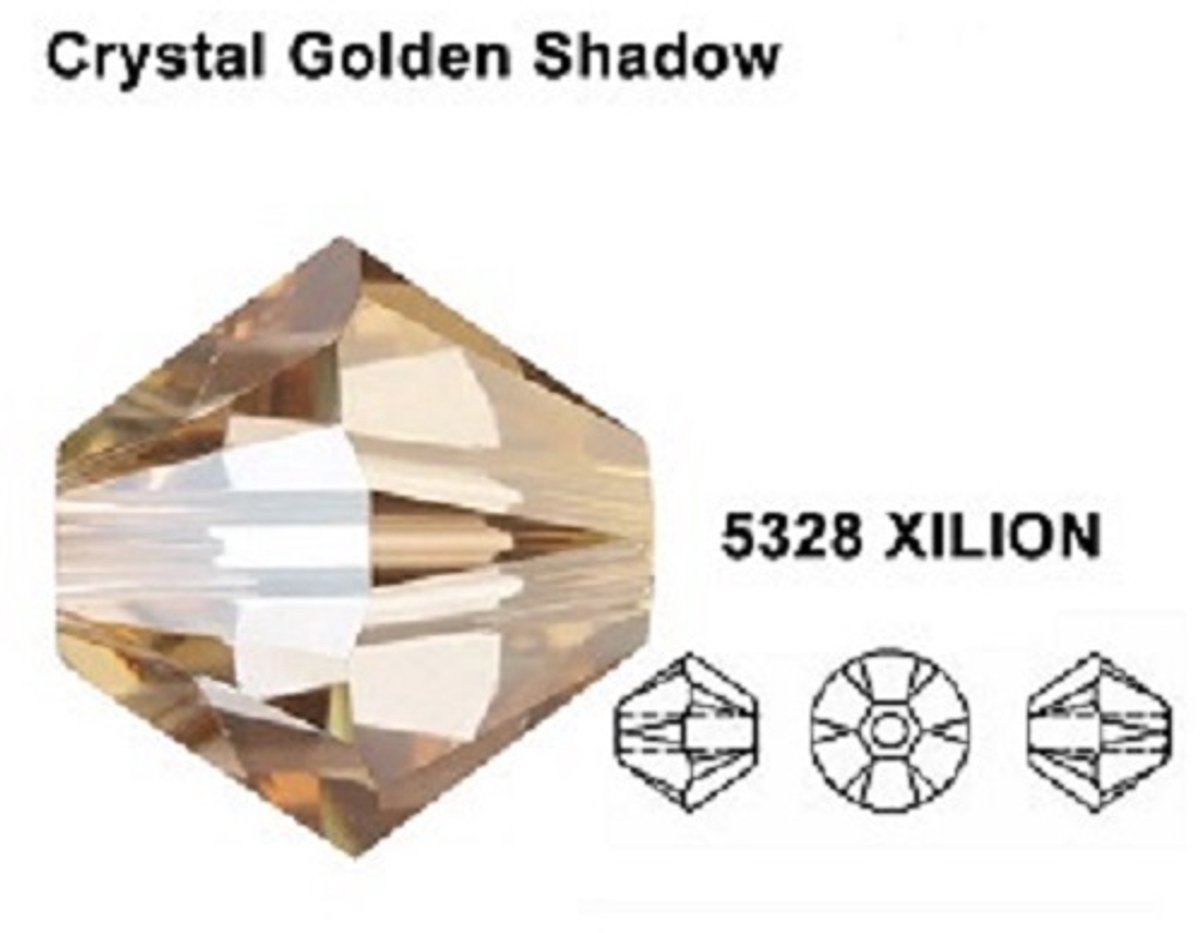 Swarovski Elements, 36 stuks Xilion Bicones, 6mm, Crystal Golden Shadow
