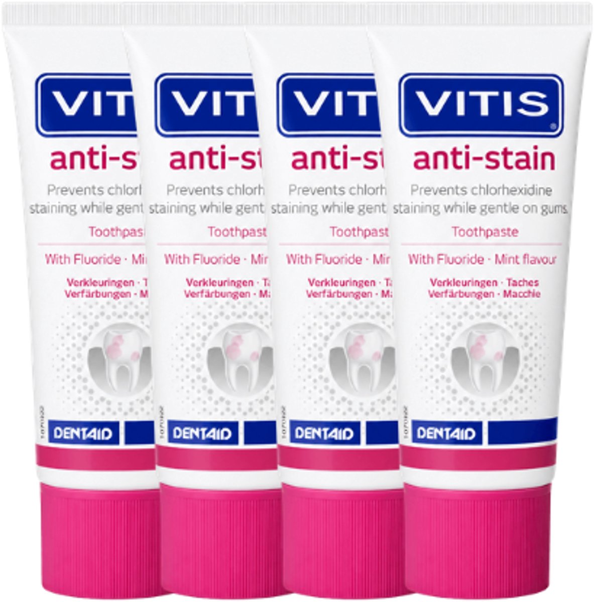 Vitis Tandpasta Anti-Stain - 4 x 50 ml - Voordeelverpakking