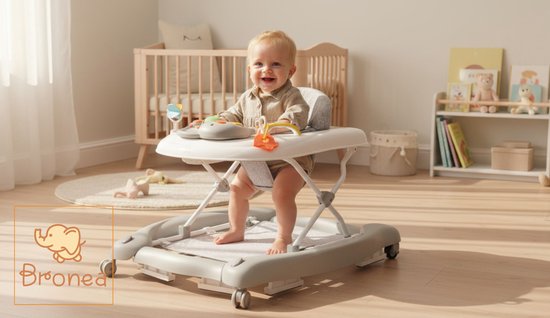 BRONEA® 5-in-1 Loopstoeltje voor baby's - Babywalker met schommelfunctie, muziek & licht - Afneembaar speelpaneel - Loopstoel in hoogte verstelbaar & inklapbaar van BRONEA — afbeelding 2