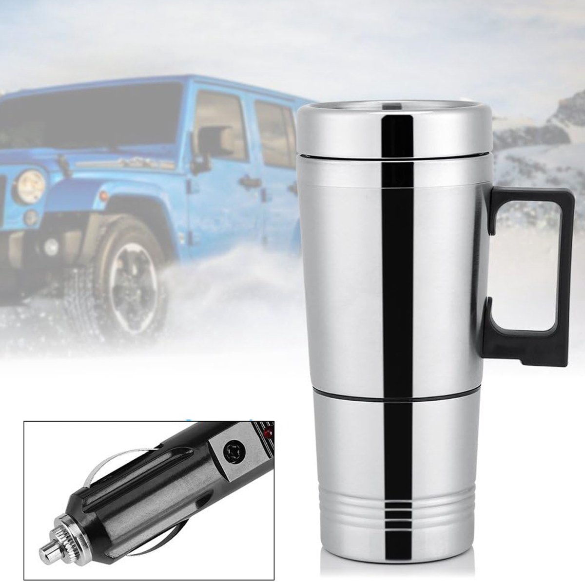 12V Waterkoker - Auto-Elektrische Beker - Roestvrijstalen Elektrische Waterkoker - Waterverwarmer - Autowaterverwarmerfles