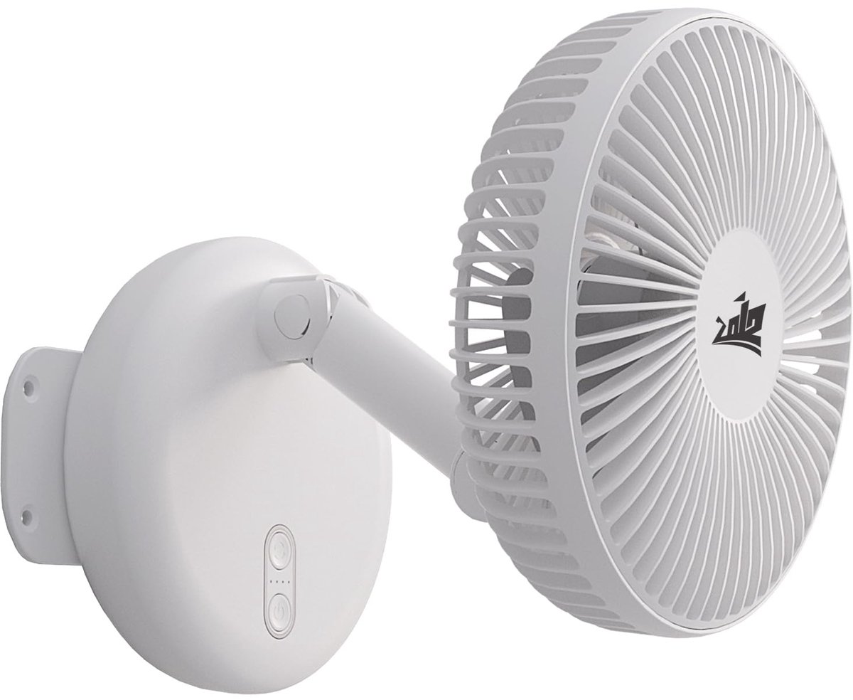 SnelShoppen - Wandgemonteerde Ventilator voor Camper/Auto/Jacht - 180° Rotatie, 90° Kanteling, 100° Oscillatie, Kleurrijke LED, 4 Snelheden, Ultrastil
