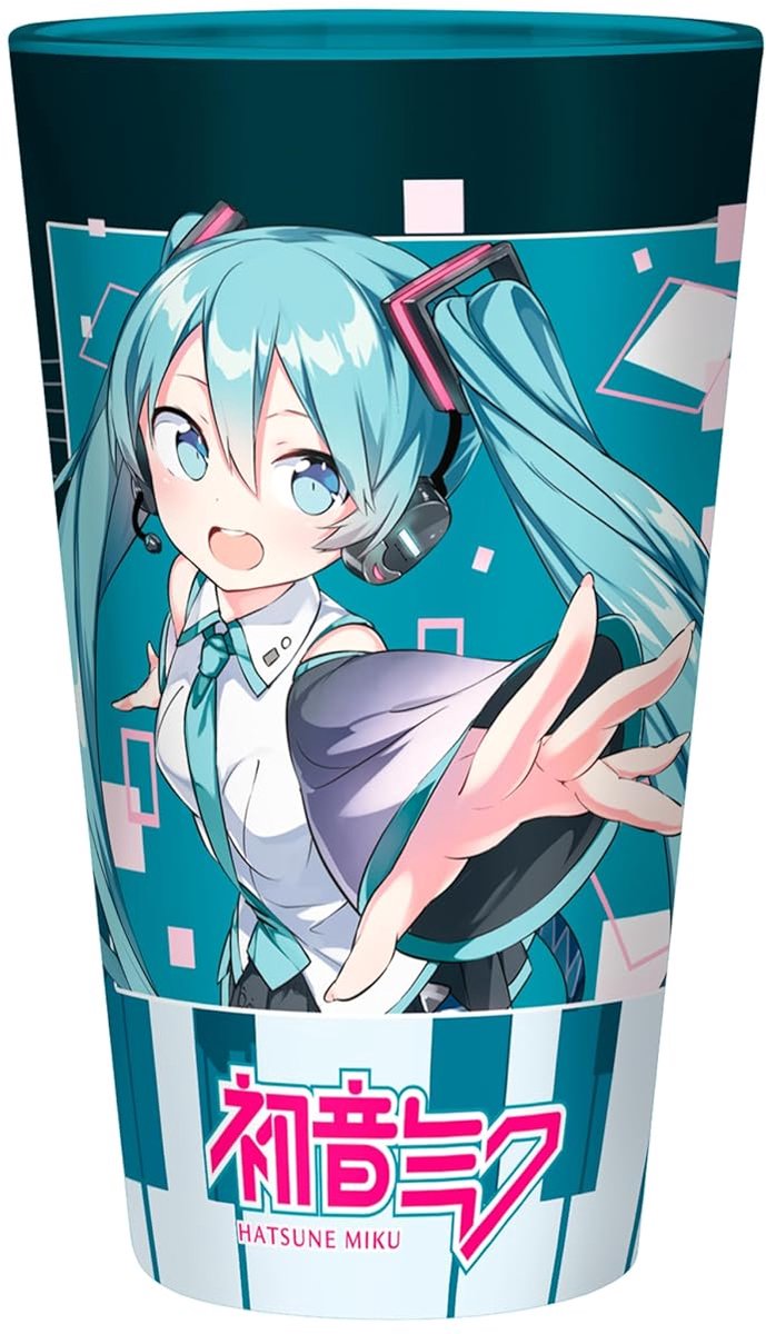 SnelShoppen - HATSUNE MIKU Large Glazen Drinkbeker 400 ml - Muzikale Stad - Perfect voor Feesten, Keuken, Camping en Kids