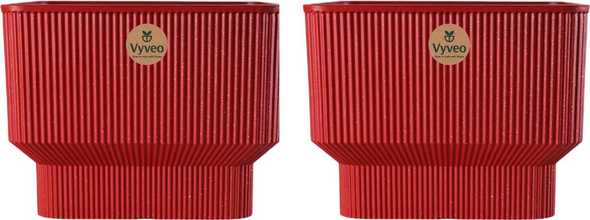 Vyveo - Bloempot Ciro - Set van 2 - 31x24 - Rood - Bloempot voor binnen en buiten - Lichtgewicht - Breukbestendig - Vorstbestendig - UV-bestendig