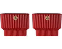 Vyveo - Bloempot Ciro - Set van 2 - 31x24 - Rood - Bloempot voor binnen en buiten - Lichtgewicht - Breukbestendig - Vorstbestendig - UV-bestendig