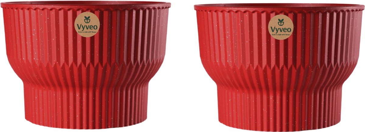 Vyveo - Bloempot Norma - Set van 2 - 35x24 - Rood - Bloempot voor binnen en buiten - Lichtgewicht - Breukbestendig - Vorstbestendig - UV-bestendig