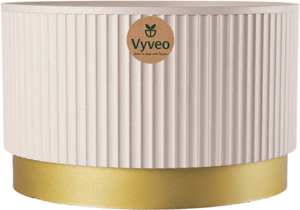 Vyveo - Bloempot Aro - 35x22 - Beige - Bloempot voor binnen en buiten - Lichtgewicht - Breukbestendig - Vorstbestendig - UV-bestendig