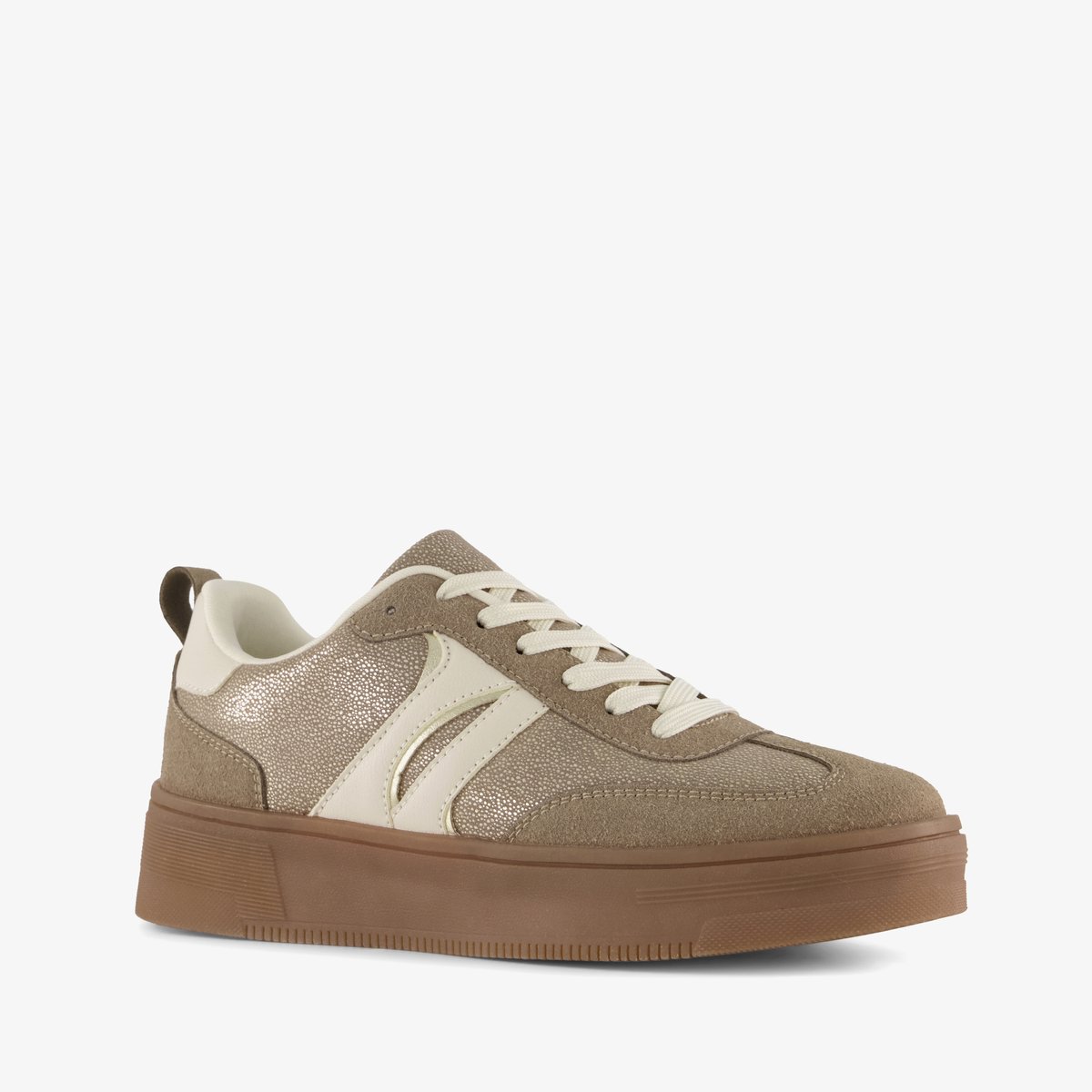 Blue Box metallic dames sneakers beige - Maat 41 - Uitneembare zool
