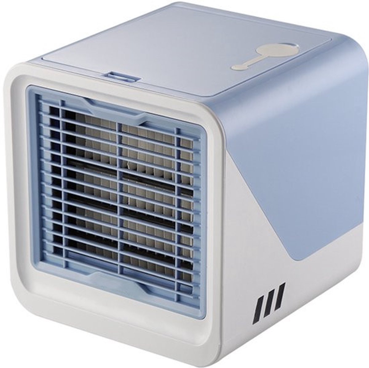 Luchtkoeler - Mobiele airco zonder afvoerslang, mini-luchtkoeler met waterkoeling, stille USB-C-ventilator, 4 snelheden, draagbare luchtkoeler voor slaapkamer, kantoor en auto, tafelventilator, compact（blauw）