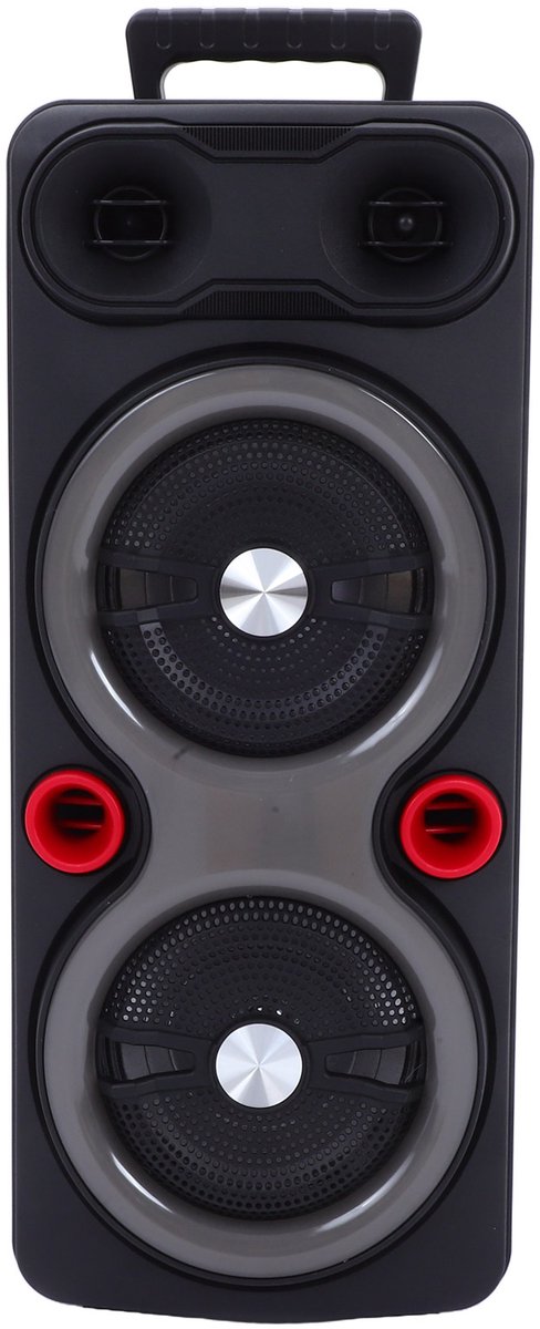 Draagbare Luidspreker met Dubbele 6,5-inch Subwoofers – RGB-verlichting, TWS-koppeling & Draadloze Microfoon – Zware Bas voor Party, Karaoke & Buitenevenementen