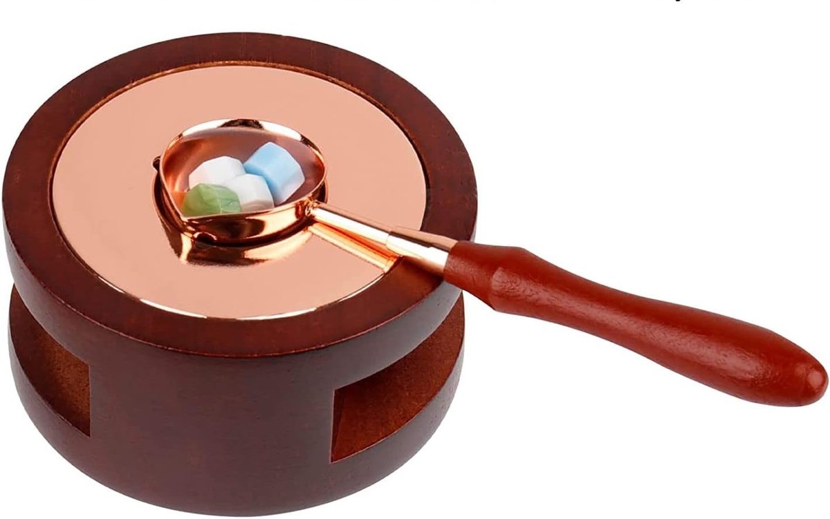 SnelShoppen - Wax Seal Warmer met Smeltlepel - Vintage Houten Kaarsenstok - Perfect voor Trouwen, Feest, Uitnodigingen, Decoratie - Elegante Afwerking