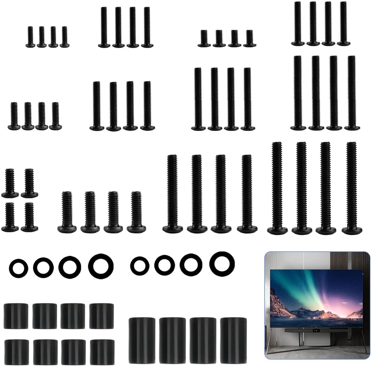 SnelShoppen - 68pcs VESA Schroeven, Universele Montage Hardware Kit | M4 M5 M6 M8 Schroeven voor TV Wandbeugel, Geschikt voor de meeste TV Wandmontage